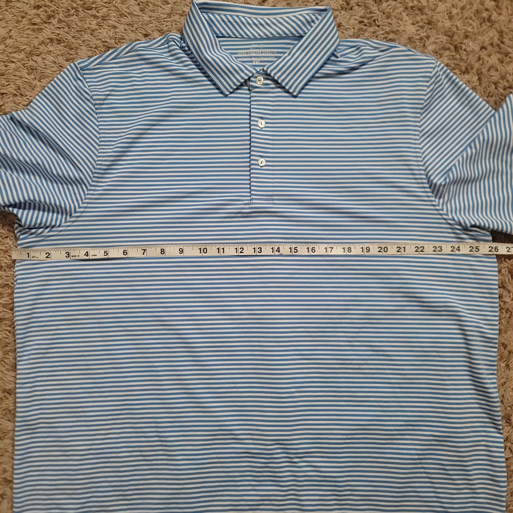 Vineyard‎ Vines Polo Shirt Mens 2XL Blue Striped Sporting KC Performance Golf - Picture 5 of 7